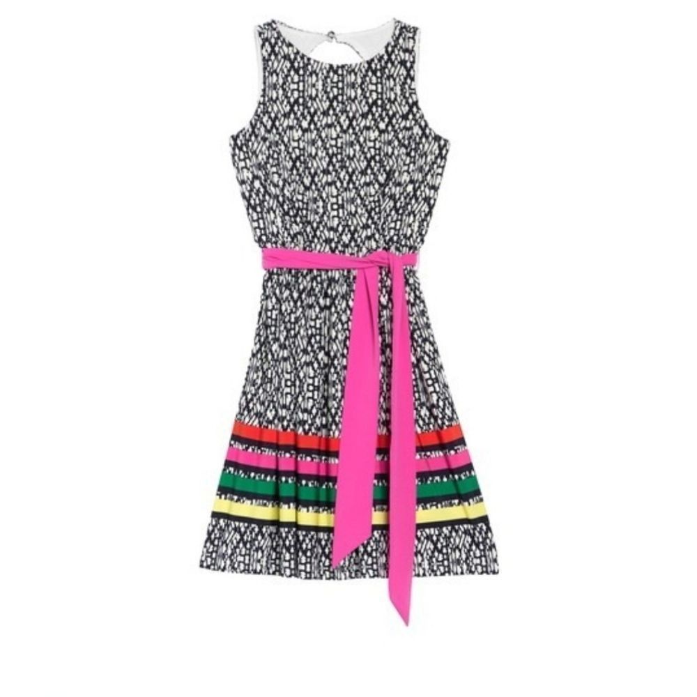 Colorblock Stripe Sleeveless Fit & Flare Dress